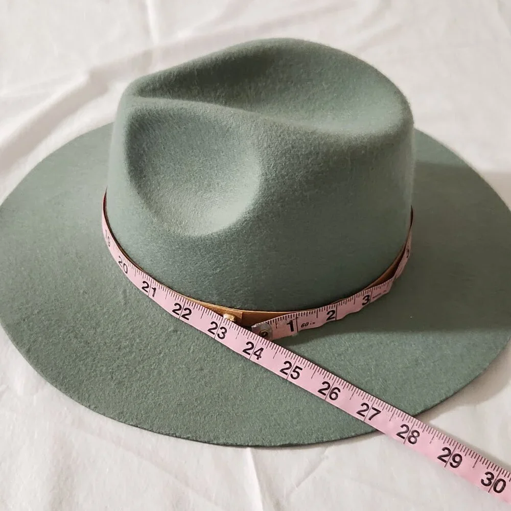 Fedora Hat Sage Green Soft Felt Pinched Crown Wide Brim Unisex Travel Walking